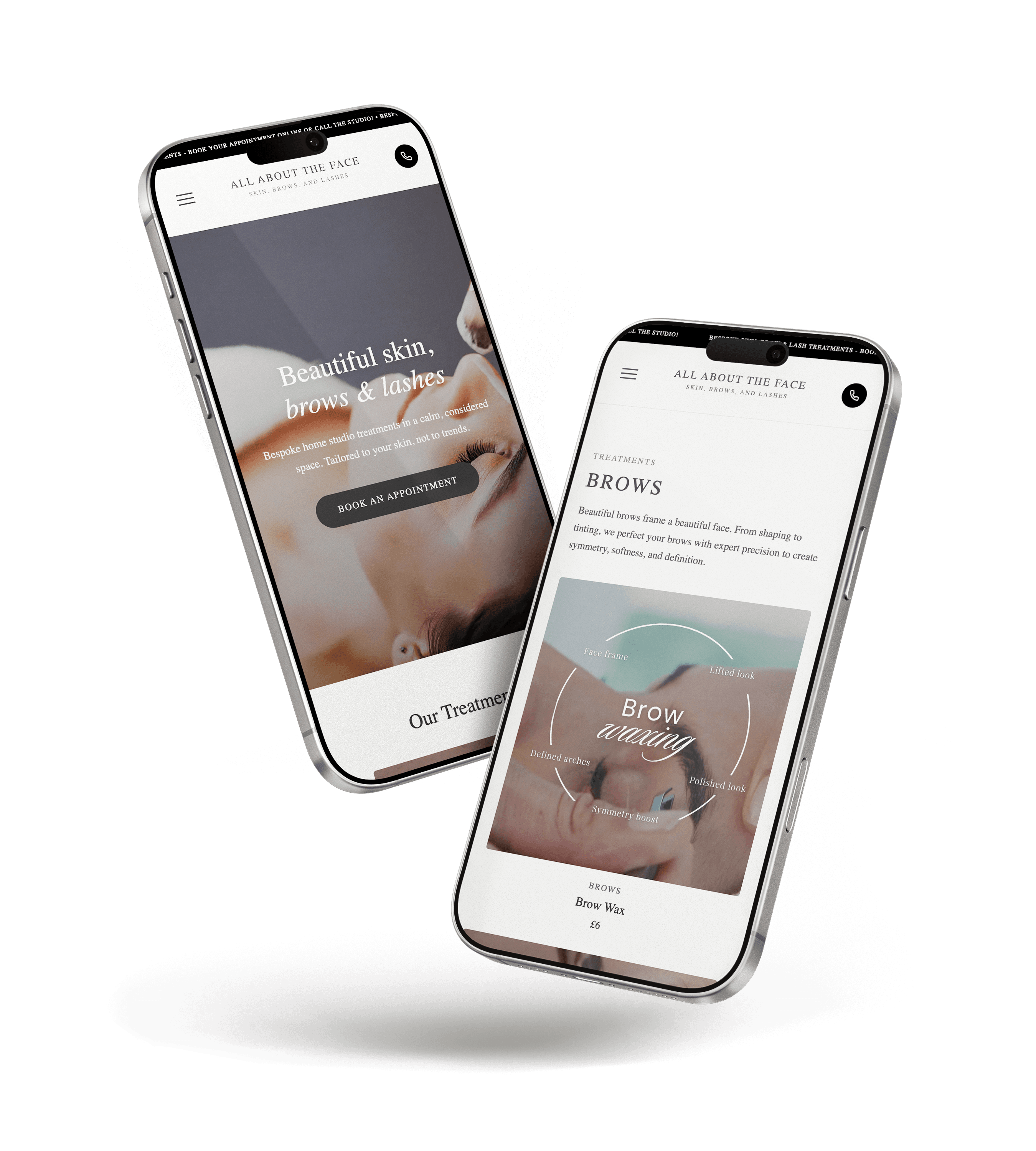 Premium clinic website on mobile device